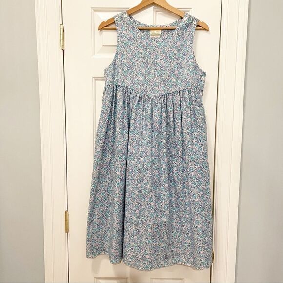 VTG Laura Ashley Mother & Child Floral Jumper Dress Cottagecore Prairie S 11 12 - Picture 1 of 7